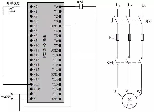 定時器與計數器組合延長定時控制的PLC線路與梯形圖